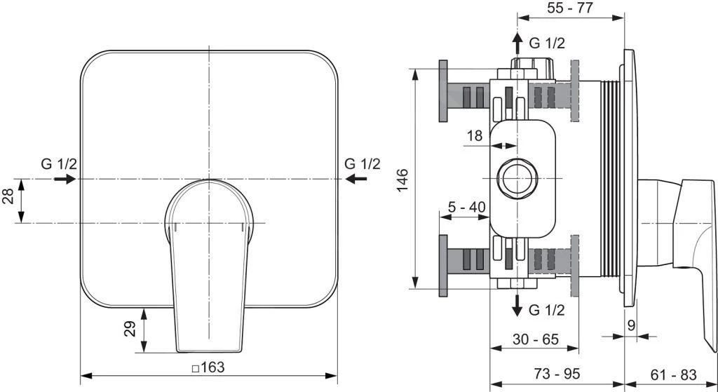 Ideal Standard Tesi - Afdekset Voor Douchekraan, Chroom A6585AA 2 Ideal Standard Tesi - Afdekset Voor Douchekraan, Chroom A6585AA - Afbeelding 2