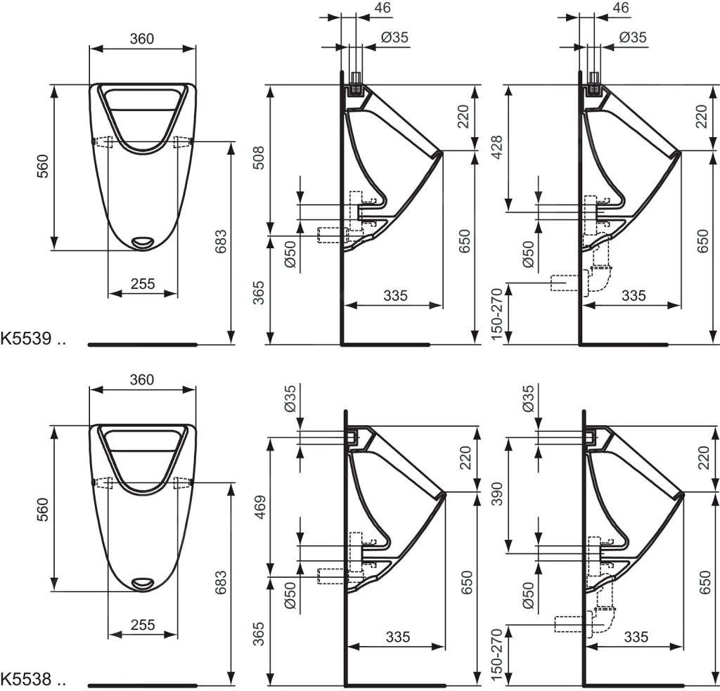 Ideal Standard Urinoirs - Urinoir, Achterinlaat, Wit V553801 2 Ideal Standard Urinoirs - Urinoir, Achterinlaat, Wit V553801 - Afbeelding 2
