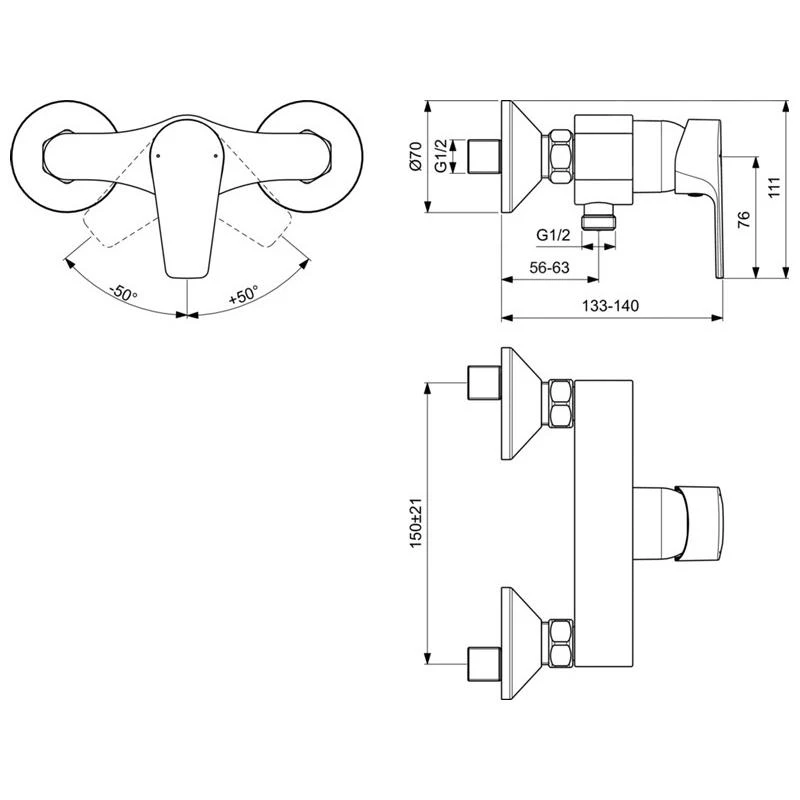 Ideal Standard Cerafine D - Douchekraan, Chroom BC493AA 2 Ideal Standard Cerafine D - Douchekraan, Chroom BC493AA - Afbeelding 2