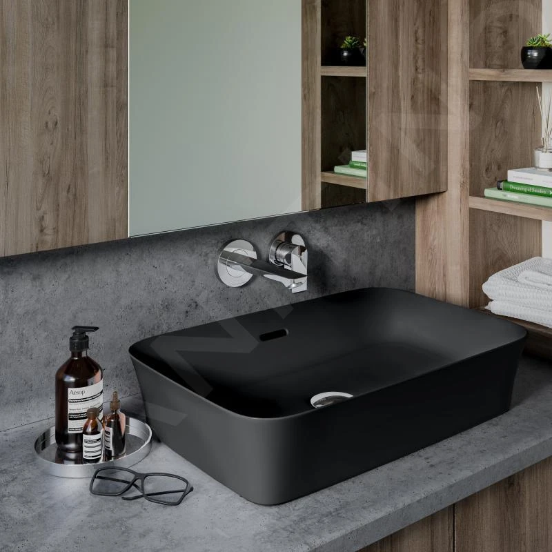 Ideal Standard Ipalyss - Opbouw Wastafel, 550x380 Mm, Met Overloop, Mat Zwart E2078V3 5 Ideal Standard Ipalyss - Opbouw Wastafel, 550x380 Mm, Met Overloop, Mat Zwart E2078V3 - Afbeelding 5