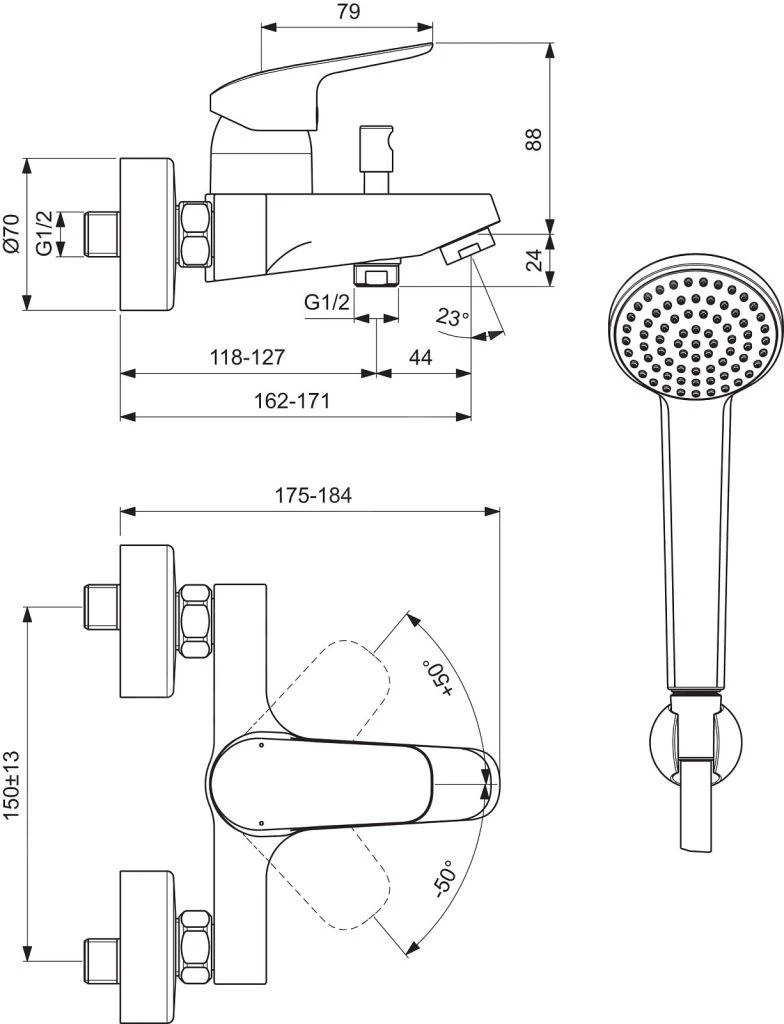 Ideal Standard CeraFlex - Badkraan Met Accessoires, Chroom B1722AA 2 Ideal Standard CeraFlex - Badkraan Met Accessoires, Chroom B1722AA - Afbeelding 2