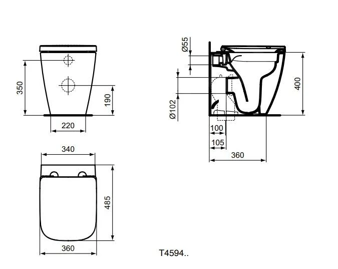 Ideal Standard I.Life S - Staande WC RL+, Rimless, Wit T459401 2 Ideal Standard I.Life S - Staande WC RL+, Rimless, Wit T459401 - Afbeelding 2