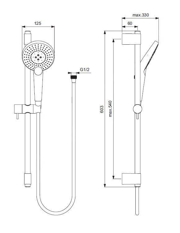 Ideal Standard Idealrain Evo Jet - Glijstangset Met Circle Handdouche, 3 Stralen, Chroom B1761AA 2 Ideal Standard Idealrain Evo Jet - Glijstangset Met Circle Handdouche, 3 Stralen, Chroom B1761AA - Afbeelding 2