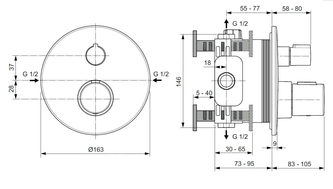 Ideal Standard CeraTherm - Inbouw Thermostatische Douchekraan, Silver Storm A5813GN 2 Ideal Standard CeraTherm - Inbouw Thermostatische Douchekraan, Silver Storm A5813GN - Afbeelding 2