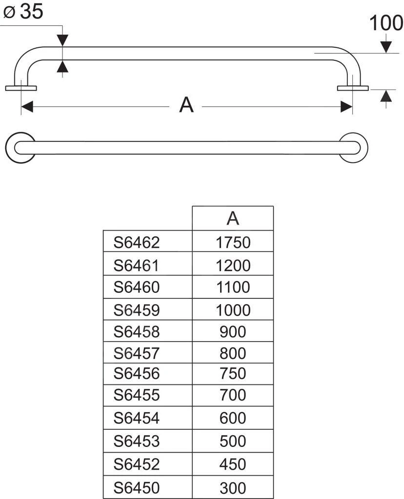 Ideal Standard Contour 21 - Wandgreep 450 Mm, Roestvrij Staal S6452MY 2 Ideal Standard Contour 21 - Wandgreep 450 Mm, Roestvrij Staal S6452MY - Afbeelding 2