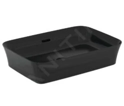 Ideal Standard Ipalyss - Opbouw Wastafel, 550x380 Mm, Met Overloop, Glanzend Zwart E2078V2