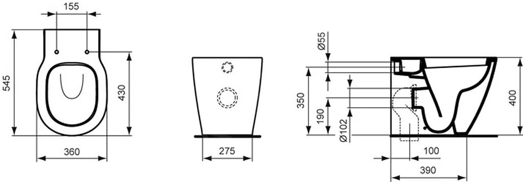 Ideal Standard Connect - Staand Toilet, Diepspoel, Horizontale Afvoer H/PK, Met Ideal Plus, Wit E8231MA 2 Ideal Standard Connect - Staand Toilet, Diepspoel, Horizontale Afvoer H/PK, Met Ideal Plus, Wit E8231MA - Afbeelding 2