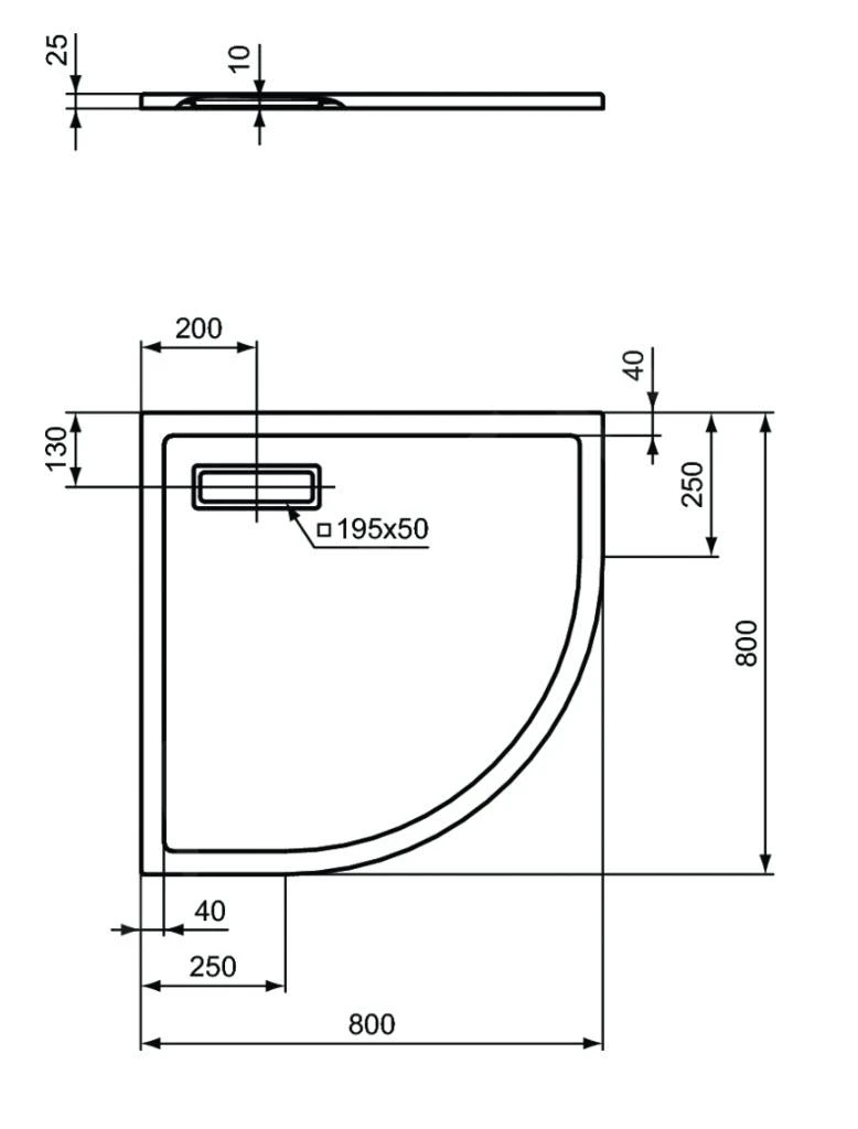 Ideal Standard Ultra Flat New - Douchebak, Halfrond 800x800 Mm, Wit T449101 2 Ideal Standard Ultra Flat New - Douchebak, Halfrond 800x800 Mm, Wit T449101 - Afbeelding 2