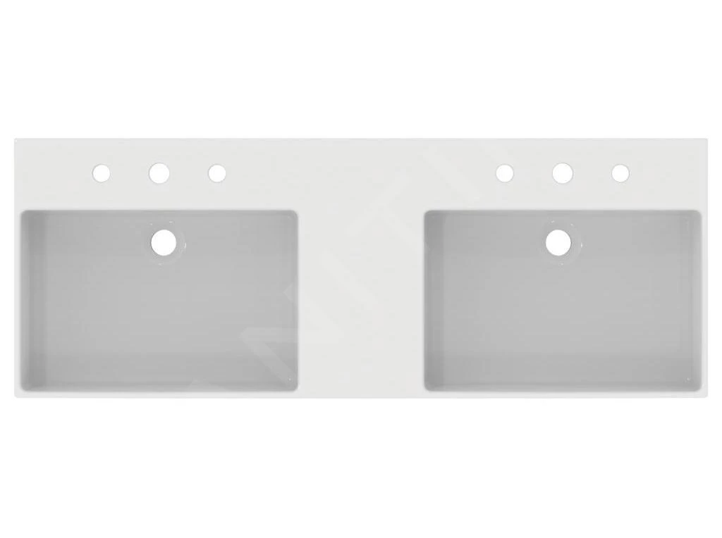 Ideal Standard Extra - Dubbele Wastafel Opbouw 1200x450 Mm, Met Overloop, 3 Met Kraangat, Wit T391401 3 Ideal Standard Extra - Dubbele Wastafel Opbouw 1200x450 Mm, Met Overloop, 3 Met Kraangat, Wit T391401 - Afbeelding 3