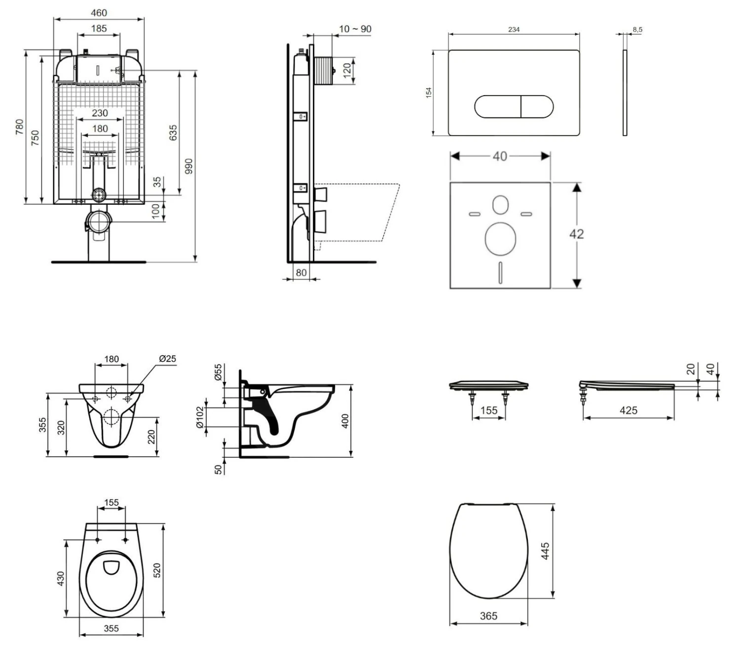 Ideal Standard ProSys - Toiletset - Inbouwreservoir, Closet Alpha Met WC-zitting, Oleas M1 Bedieningsplaat, SoftClose, Wit ProSys80M SP112 2 Ideal Standard ProSys - Toiletset - Inbouwreservoir, Closet Alpha Met WC-zitting, Oleas M1 Bedieningsplaat, SoftClose, Wit ProSys80M SP112 - Afbeelding 2
