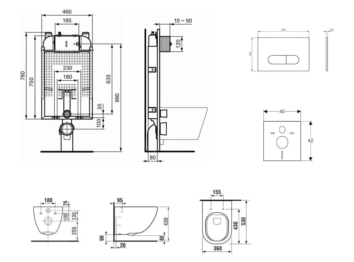 Ideal Standard ProSys - Toiletset- Inbouwreservoir, Closet, WC-zitting Mio, Oleas M1 Bedieningsplaat, Rimless, Slowclose, Antibak, Wit ProSys80M SP142 2 Ideal Standard ProSys - Toiletset- Inbouwreservoir, Closet, WC-zitting Mio, Oleas M1 Bedieningsplaat, Rimless, Slowclose, Antibak, Wit ProSys80M SP142 - Afbeelding 2