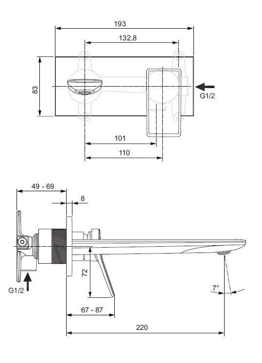 Ideal Standard Conca Tap - Inbouw Wastafelkraan, Uitloop 220 Mm, Silver Storm A7372GN 2 Ideal Standard Conca Tap - Inbouw Wastafelkraan, Uitloop 220 Mm, Silver Storm A7372GN - Afbeelding 2