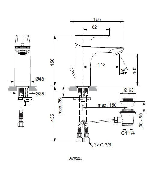Ideal Standard Connect Air - Wastafelkraan Met Waste, Chroom A7022AA 2 Ideal Standard Connect Air - Wastafelkraan Met Waste, Chroom A7022AA - Afbeelding 2