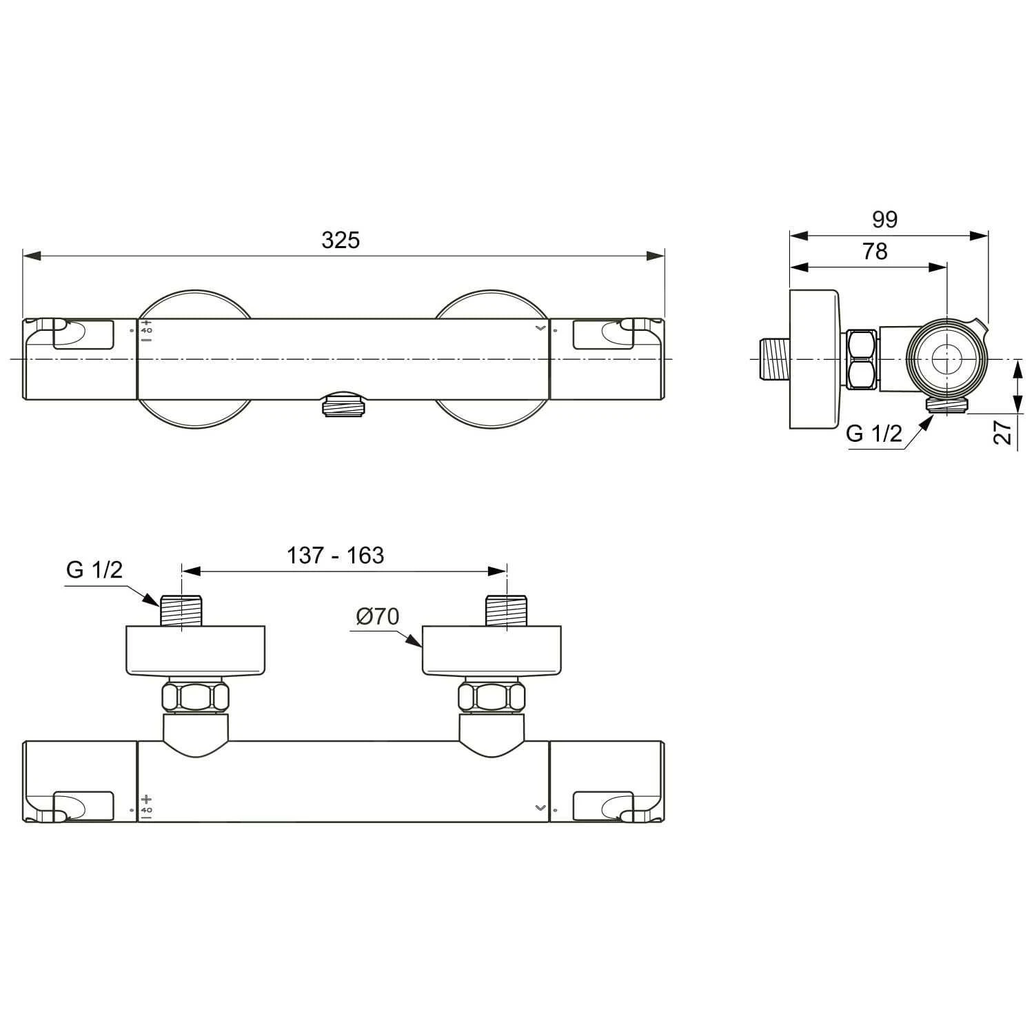 Ideal Standard CeraTherm - T50 Thermostatische Douchekraan, Chroom A7214AA 2 Ideal Standard CeraTherm - T50 Thermostatische Douchekraan, Chroom A7214AA - Afbeelding 2