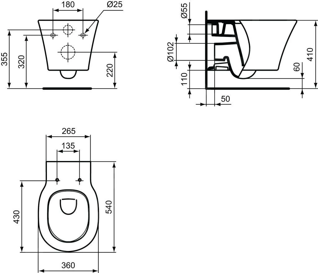 Ideal Standard Connect Air - Hangend Toilet, Aquablade, Wit E005401 2 Ideal Standard Connect Air - Hangend Toilet, Aquablade, Wit E005401 - Afbeelding 2