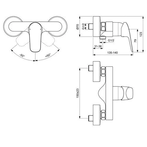 Ideal Standard CeraFlex - Douchekraan, Chroom B1720AA 2 Ideal Standard CeraFlex - Douchekraan, Chroom B1720AA - Afbeelding 2