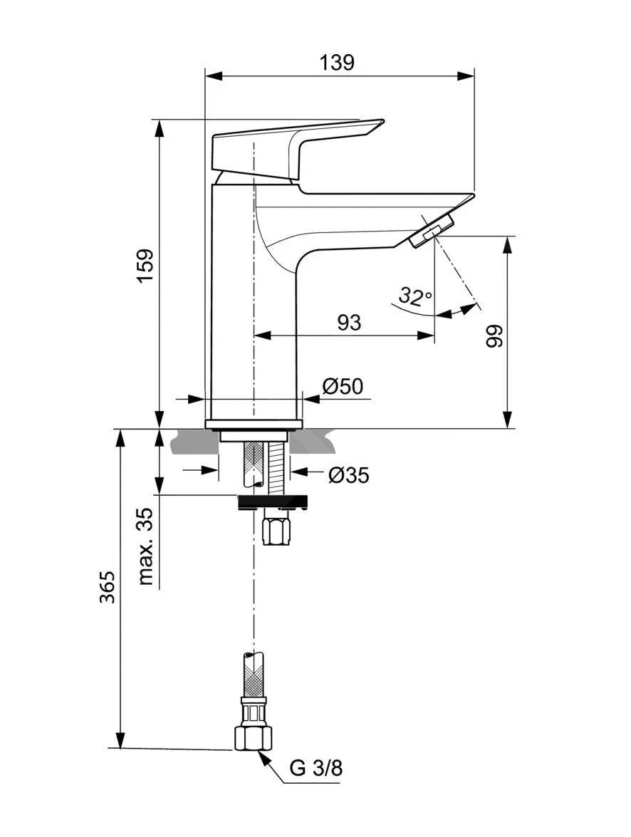 Ideal Standard Tesi - Wastafelkraan, BlueStart, Chroom A6560AA 2 Ideal Standard Tesi - Wastafelkraan, BlueStart, Chroom A6560AA - Afbeelding 2