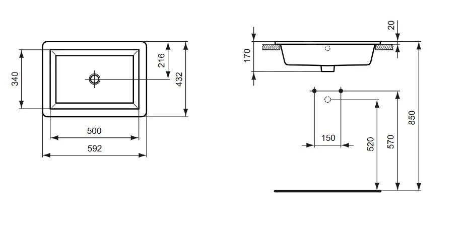Ideal Standard Strada - Wastafel 595x440x180 Mm, Met Ideal Plus, Wit K0780MA 2 Ideal Standard Strada - Wastafel 595x440x180 Mm, Met Ideal Plus, Wit K0780MA - Afbeelding 2