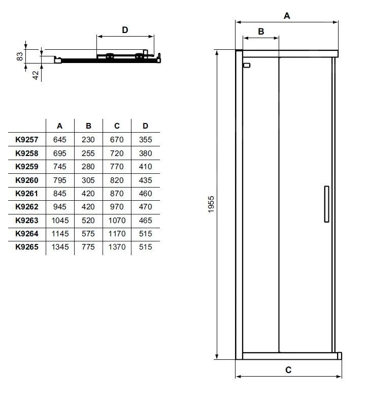 Ideal Standard Connect 2 - Schuif Douchedeur, 2-delig, 900 Mm, Zwart/helder Glas K9261V3 2 Ideal Standard Connect 2 - Schuif Douchedeur, 2-delig, 900 Mm, Zwart/helder Glas K9261V3 - Afbeelding 2