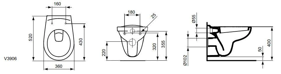 Ideal Standard Eurovit - Hangend Toilet, Wit V390601 2 Ideal Standard Eurovit - Hangend Toilet, Wit V390601 - Afbeelding 2