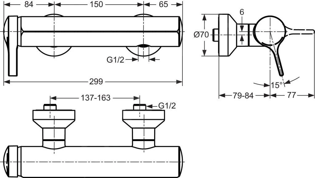 Ideal Standard Melange - Douchekraan, Chroom A4269AA 2 Ideal Standard Melange - Douchekraan, Chroom A4269AA - Afbeelding 2