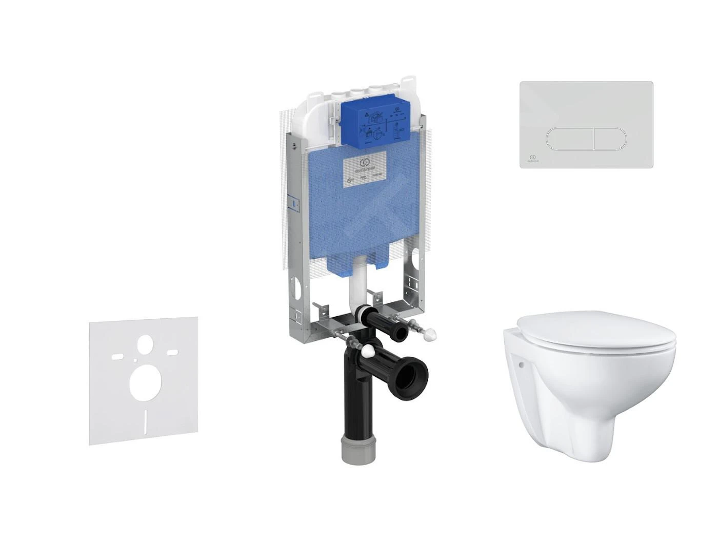 Ideal Standard ProSys - Toiletset- Inbouwreservoir, Closet, WC-zitting Bau Ceramic, Oleas M1 Bedieningsplaat, Rimless, Softclose, Chroom ProSys80M SP138 1 Ideal Standard ProSys - Toiletset- Inbouwreservoir, Closet, WC-zitting Bau Ceramic, Oleas M1 Bedieningsplaat, Rimless, Softclose, Chroom ProSys80M SP138
