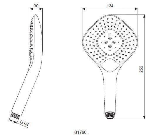 Ideal Standard Idealrain Evo Jet - Diamond Handdouche 134 Mm, 3 Straalsoorten, Chroom B1760AA 2 Ideal Standard Idealrain Evo Jet - Diamond Handdouche 134 Mm, 3 Straalsoorten, Chroom B1760AA - Afbeelding 2