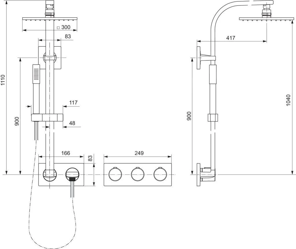 Ideal Standard Archimodule - Doucheset 300 Met Inbouwthermostaat, 1jet, Chroom A1558AA 2 Ideal Standard Archimodule - Doucheset 300 Met Inbouwthermostaat, 1jet, Chroom A1558AA - Afbeelding 2