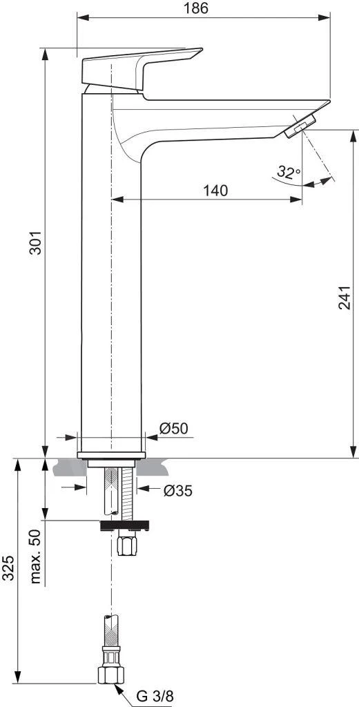 Ideal Standard Tesi - Wastafelkraan, Chroom A6575AA 2 Ideal Standard Tesi - Wastafelkraan, Chroom A6575AA - Afbeelding 2