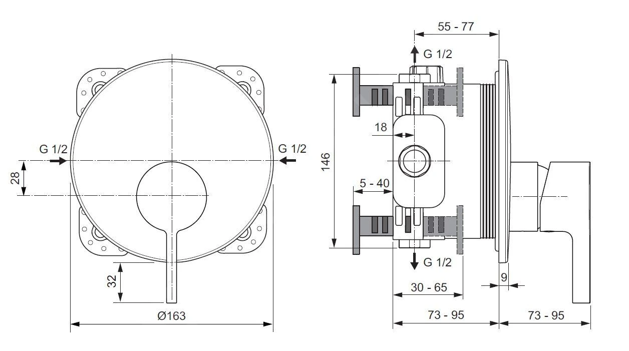 Ideal Standard Joy - Inbouw Douchekraan, Chroom A7382AA 2 Ideal Standard Joy - Inbouw Douchekraan, Chroom A7382AA - Afbeelding 2