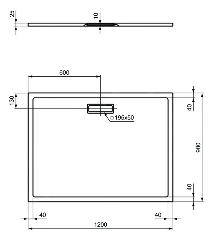 Ideal Standard Ultra Flat New - Douchebak 1200x900 Mm, Zwart T4483V3 2 Ideal Standard Ultra Flat New - Douchebak 1200x900 Mm, Zwart T4483V3 - Afbeelding 2